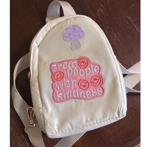 Handmade Treat People With Kindness Mushroom Mini Backpack Sling Bag Nylon